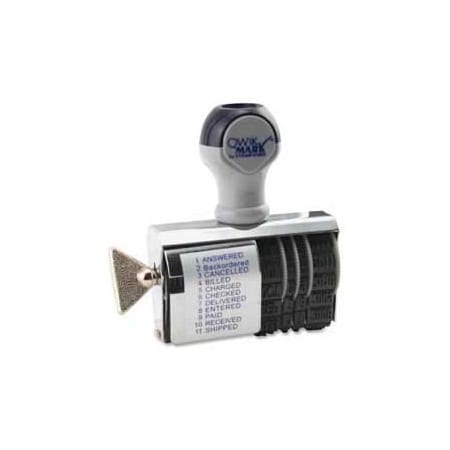 U.S. Stamp & Sign U.S. Stamp & Sign Rubber Date Stamp, 11 Phrases, 10-Year Date Band, 3/8" x 2", Gray T2754